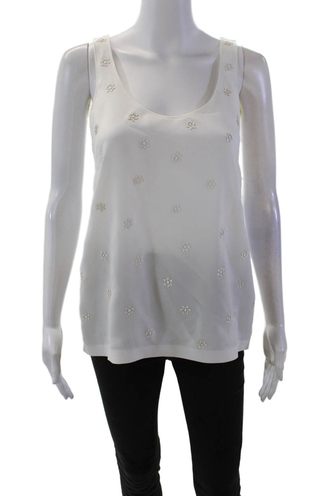 Rag & Bone Womens Floral Textured Scoop Neck Sleeveless Tank Top White Size SFree Shipping in US $100+ Orders | $6.95 Orders Below