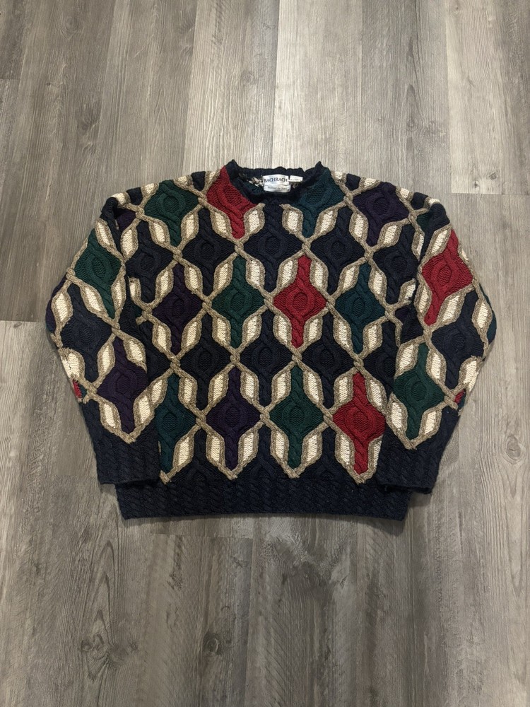 Vintage Bachrach Sweater Mens Large Multicolor 3D Textured Knit Coogi Style