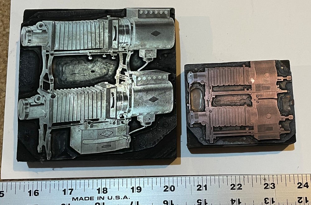 Vintage Bi-Unial Magic Lantern Printing Plate Blocks - Lot of 2