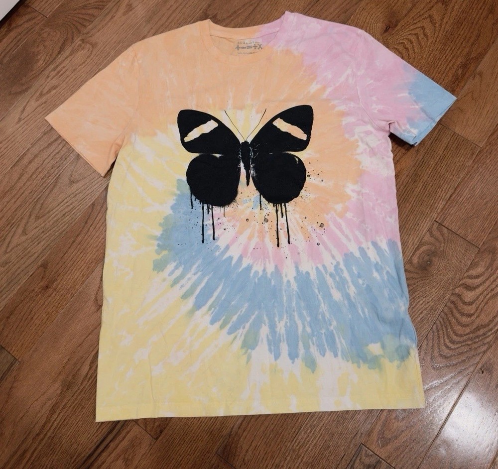 Ed Sheeran Mathematics Tour Tie Dye Butterfly Graphic T-Shirt Medium Concert