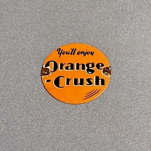 Vintage Orange Crush Cola Soda Porcelain Sign Car Gas Truck Motorcycle Oil
