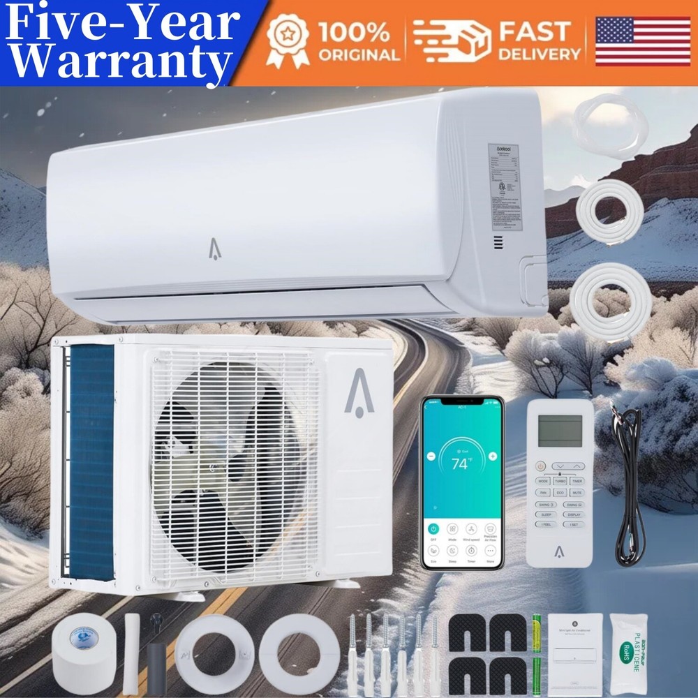 9000 BTU 19 SEER2 Ductless Mini Split Air Conditioner with Heat Pump 110V  