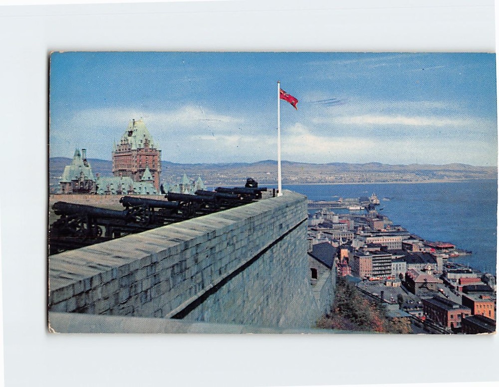 Postcard Chateau Frontenac and Quebec Harbour from Royal Bastion Citadel Canada