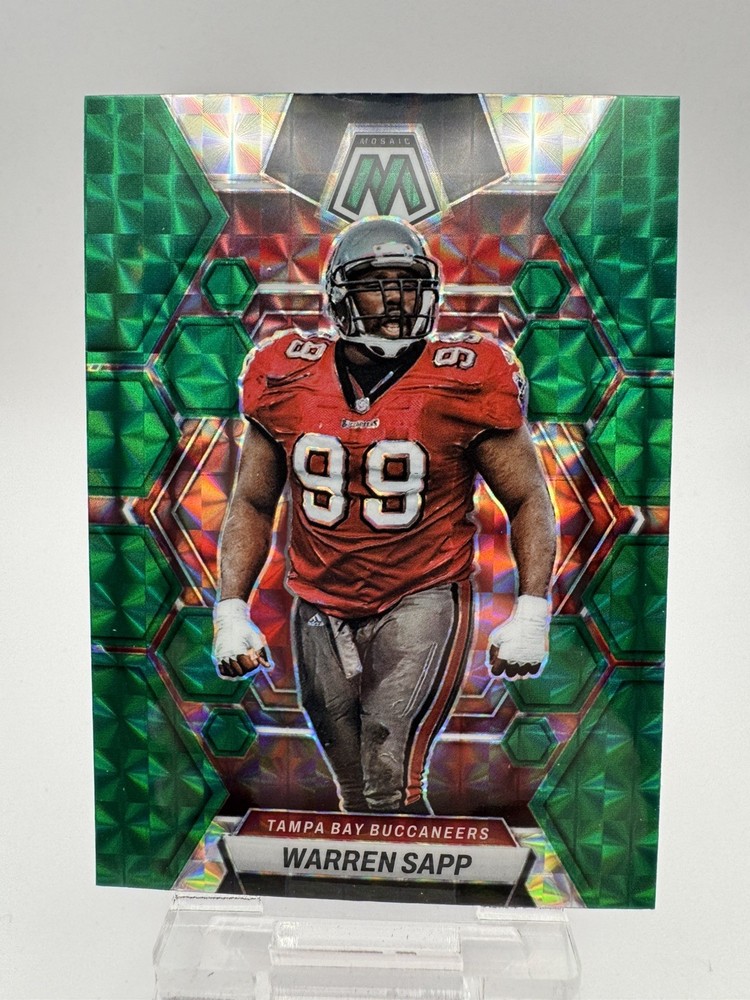 Warren Sapp ~ 2023 Panini Mosaic ~ Green Prizm #232