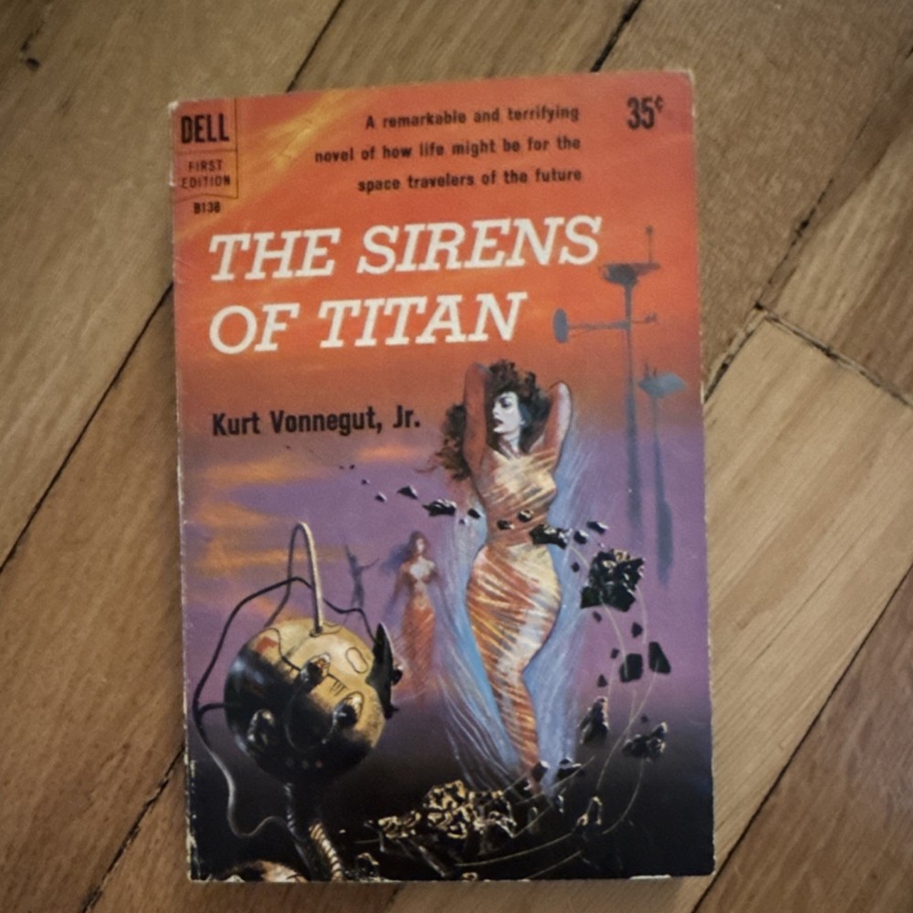 Kurt Vonnegut Signed 1st Ed w/ SELF PORTRAIT The Sirens of Titan Dell 1959