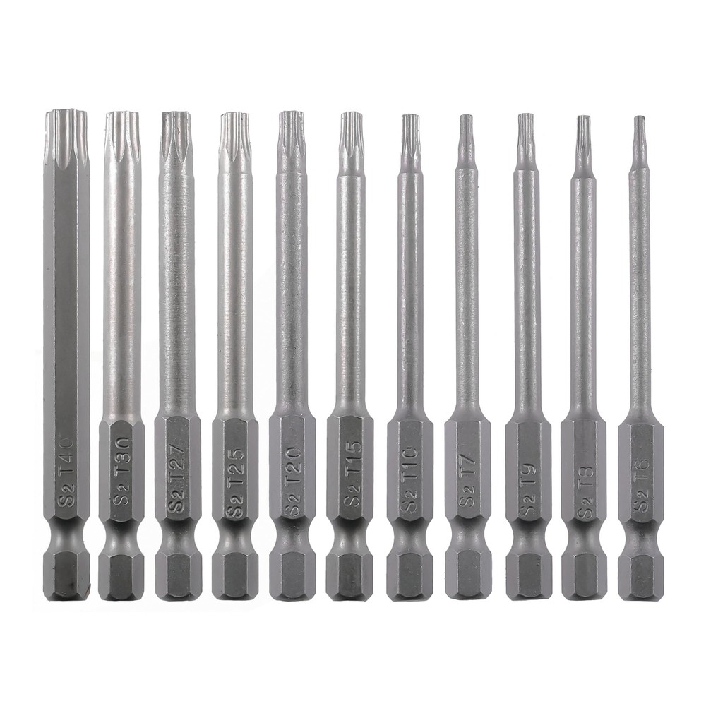11PCS Security Torx Screwdriver Bit Set with 1/4 Inch Hex Shank and 75mm Length