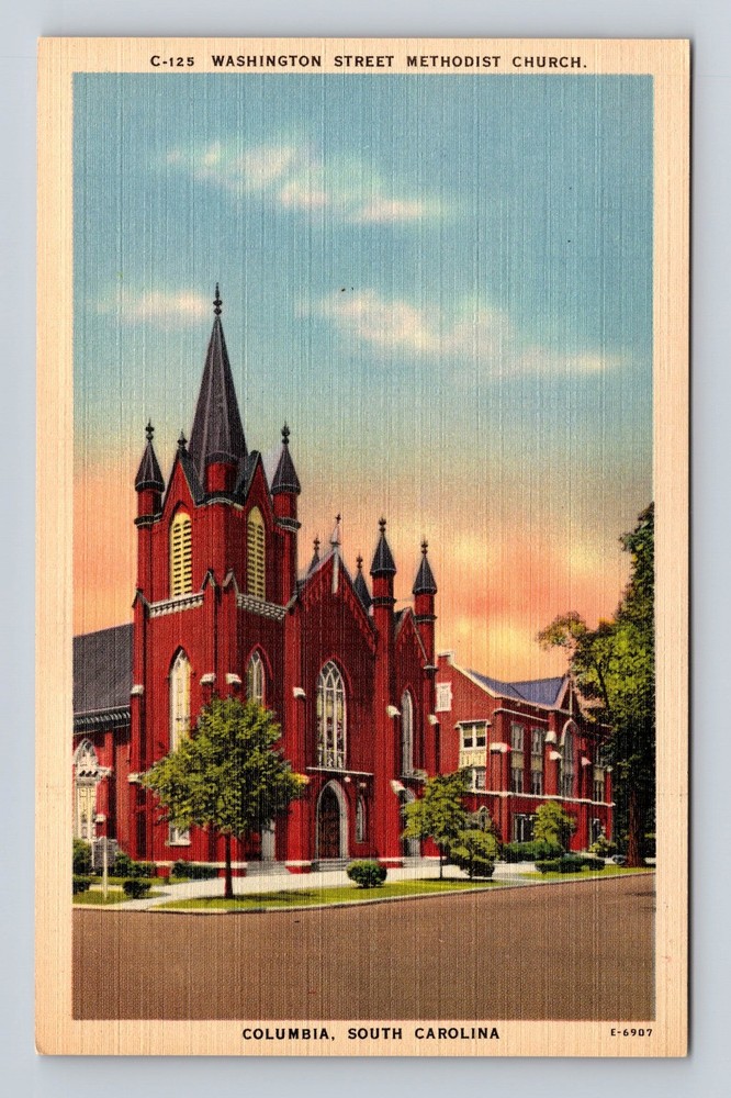 Columbia SC-South Carolina Washington Street Methodist Church Vintage Postcard