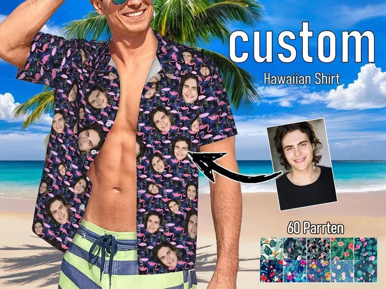 Custom Face Hawaiian Shirt Personalized Photo Pet Family Friends Gift