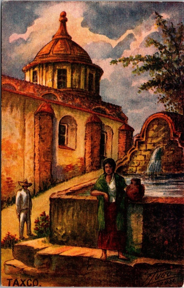 Dr Jim Stamps Postcard Taxco Illustrated Artist Signed