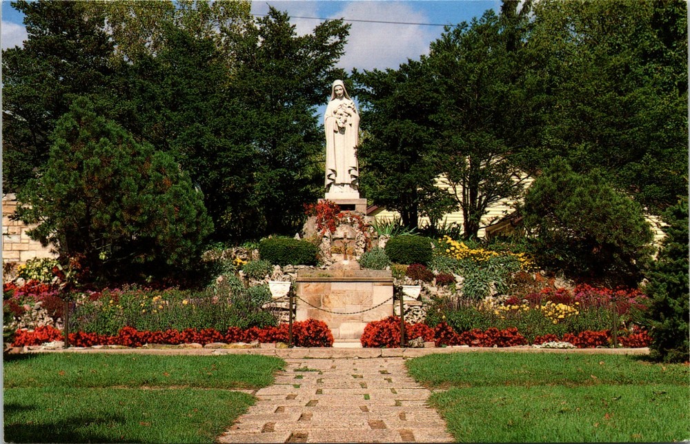 Grotto Shrine of the Little Flower Church Royal Oak Michigan Vintage Postcard