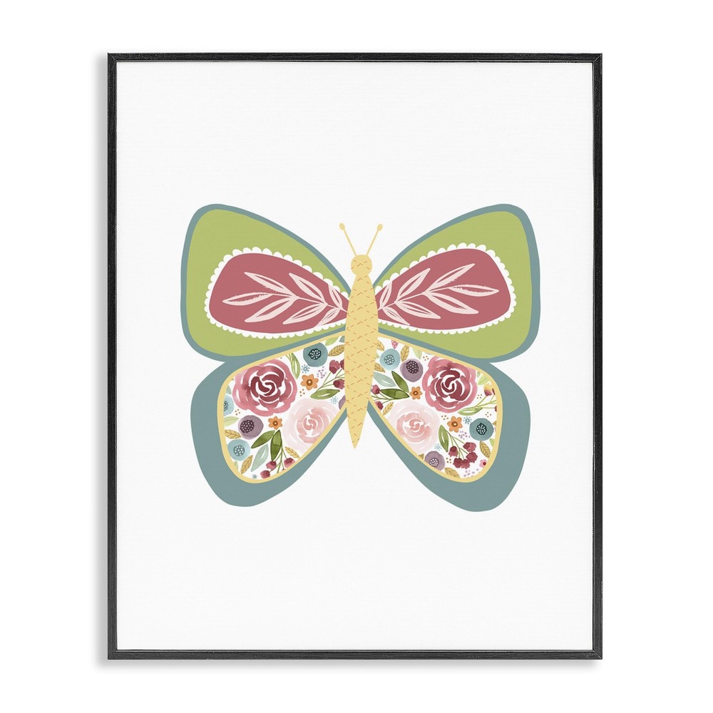 Boho Pattern Butterfly Framed Giclee Art Design by Lisa Nohren