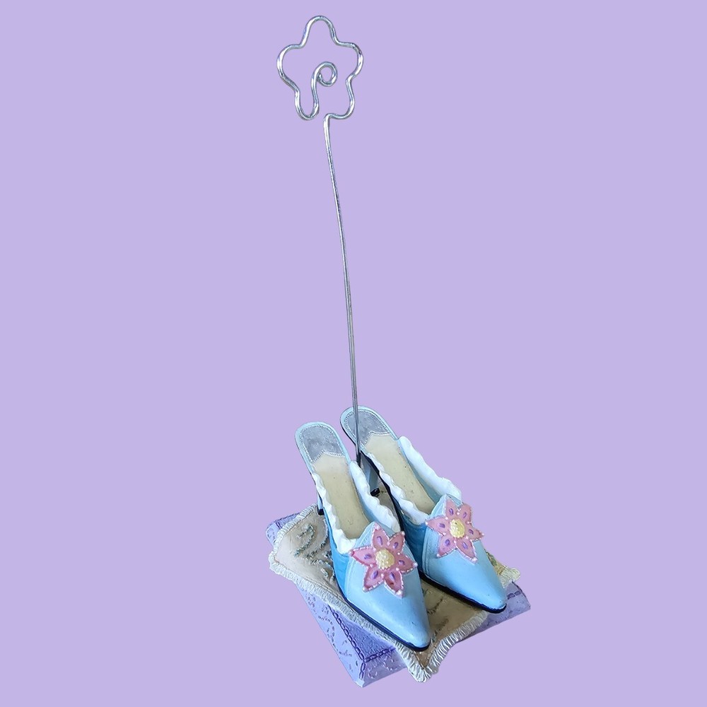 Russ Berrie High Heel Shoe Place Card Holder Recipe Photo Pastel Handpainted 5
