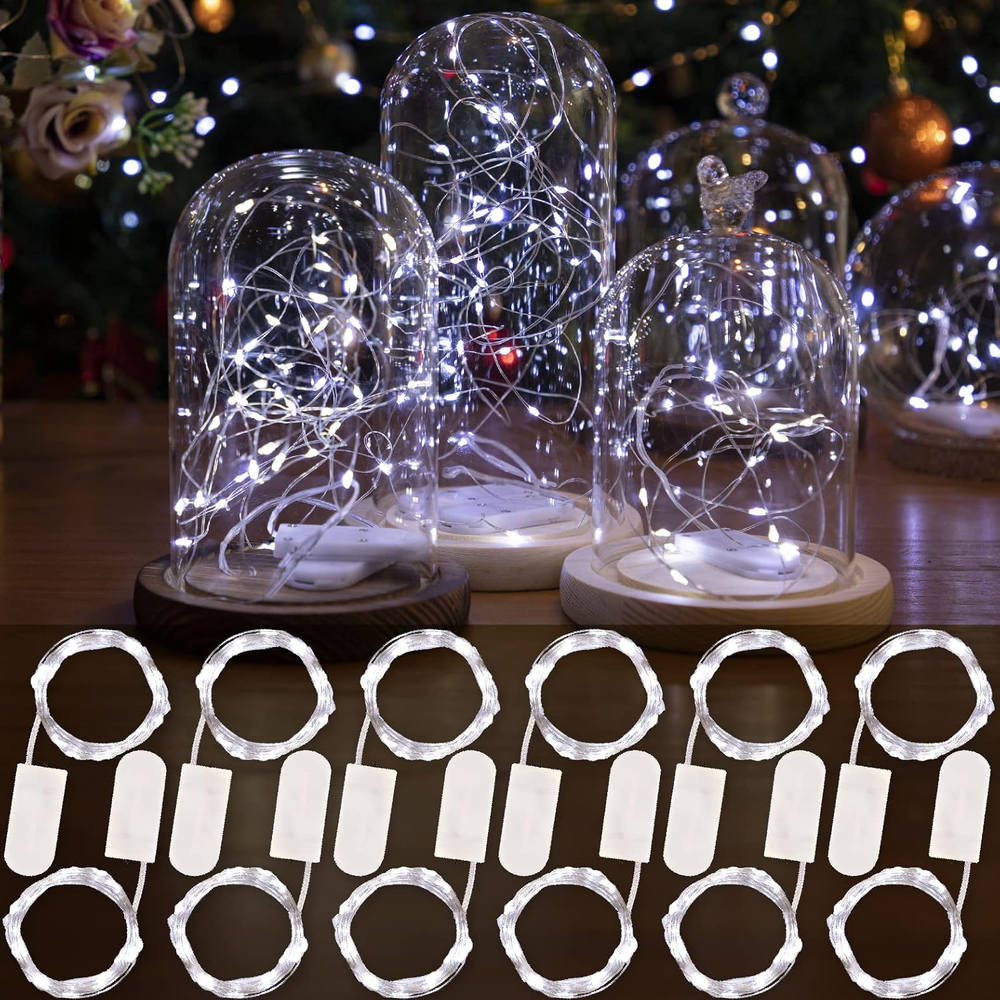 12 Pack Battery-Powered 20LED Fairy Lights - 7Ft Warm White String Lights for Decor