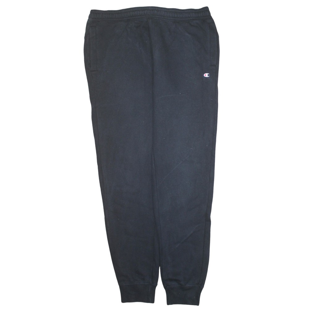 Champion Mens Joggers Black Fleece Elastic Waist Cuff Pocket Logo Sweatpants L