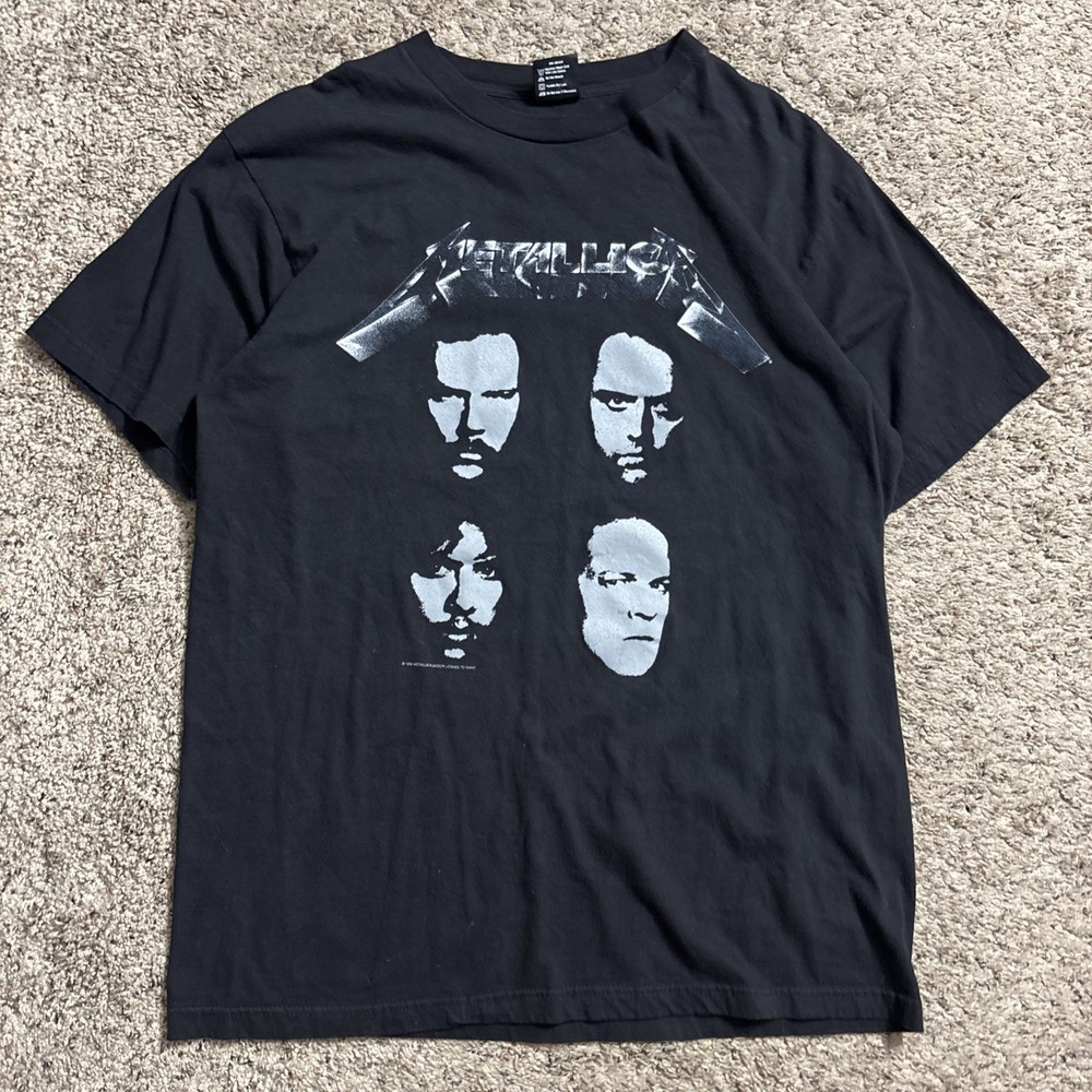 Metallica 1991 Vintage Black Album 4 Faces T shirt XL