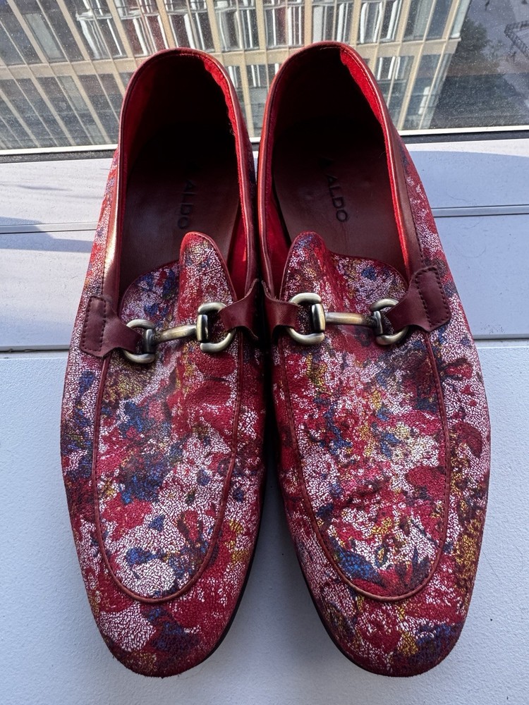ALDO Aldo Red Floral Horsebit Loafers Men’s Size 10