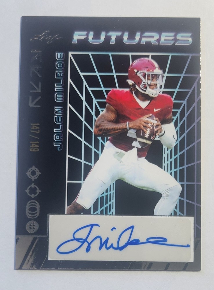 2024 Leaf Futures Jalen Milroe Silver RC AU SN/149