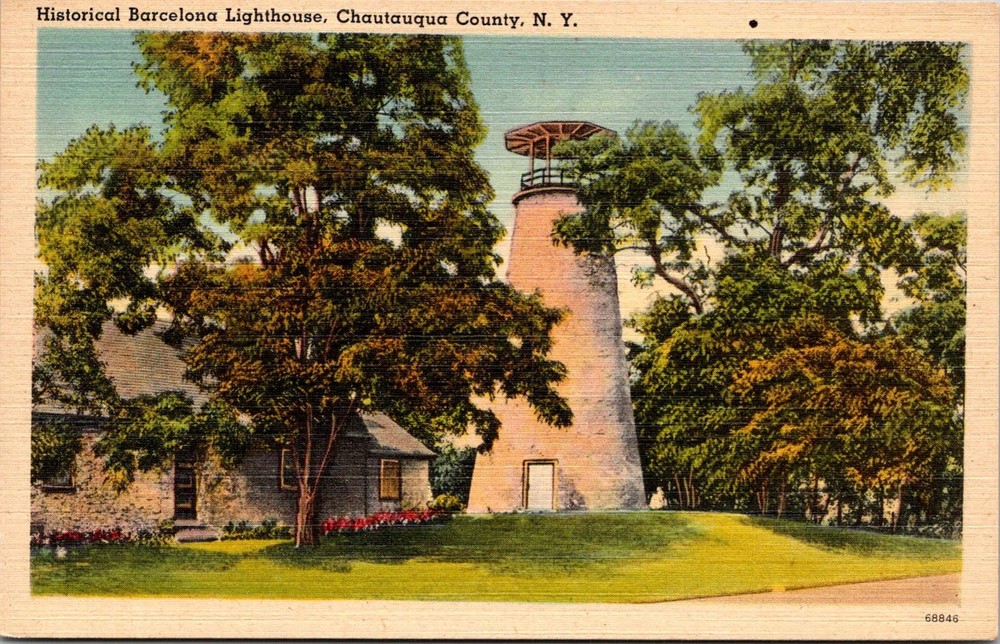 Dr Jim Stamps Postcard Historical Barcelona Lighthouse Chautauqua County Ny