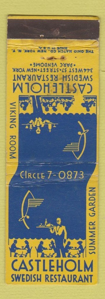 Matchbook Cover - Castleholm Swedish Restaurant New York City WEAR