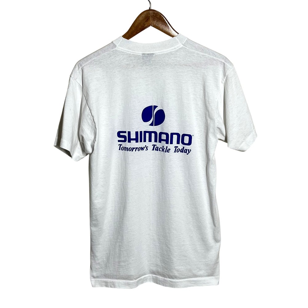 Vintage Shimano Shirt Mens Large White Single Stitch Fishing 90s Tee T-Shirt