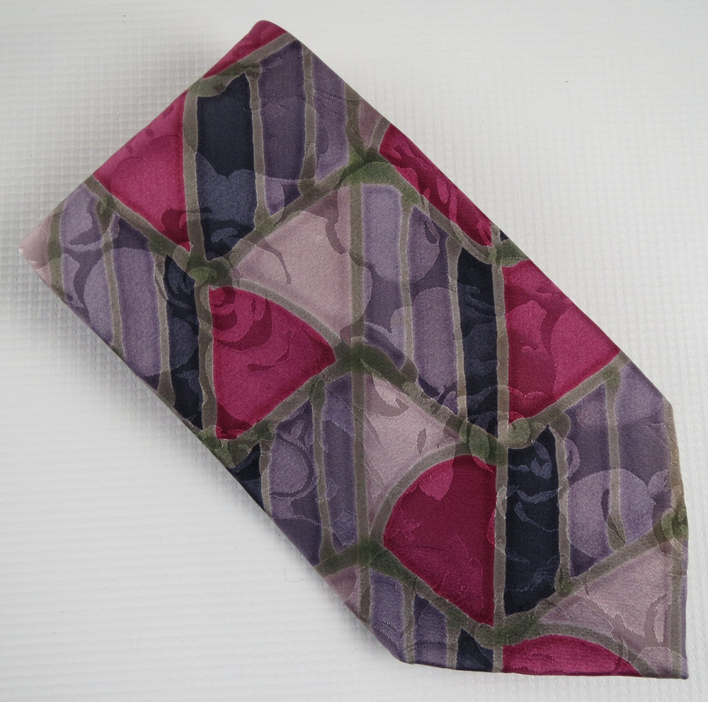 VTG Robert Daskal Silk Tie Hand painted, Signed by Artist Aoko! Abstract Art
