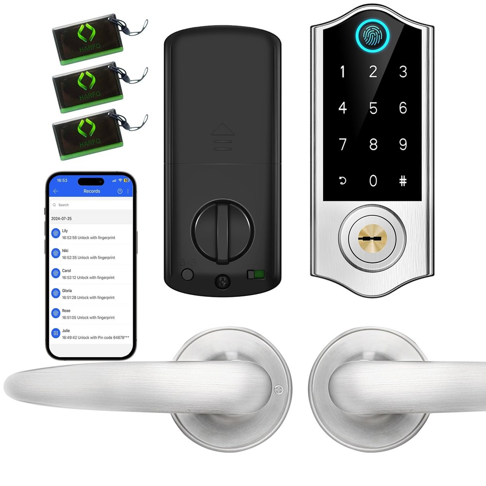 Smart Fingerprint Door Lock with Handle Set for Keyless Entry