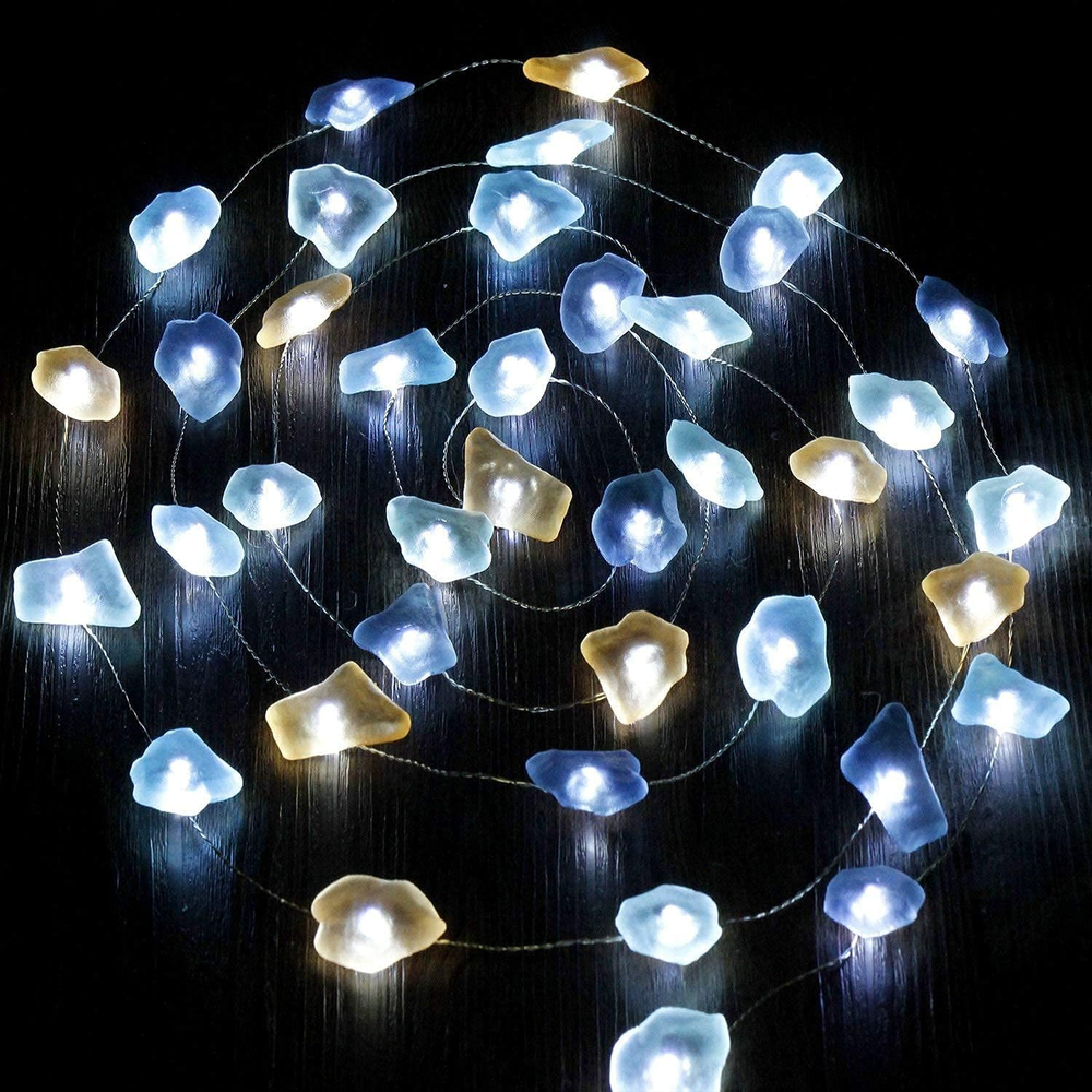 Sea Glass String Lights,10Ft 40 Leds Beach Decorative Fairy Lights Battery Opera
