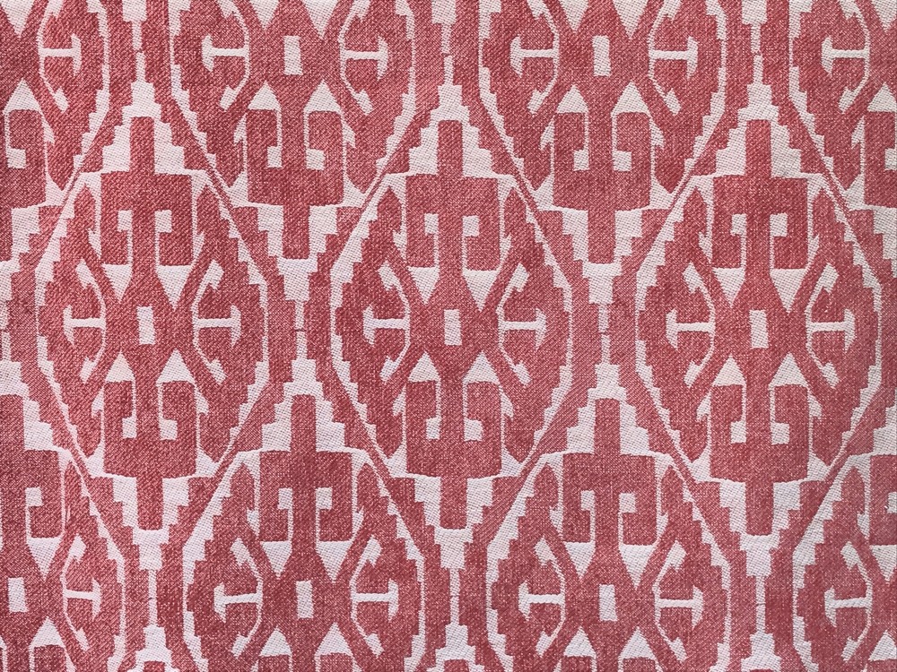 Moroccan Red And White Damask Curtain Fabric By The Yard Upholstery