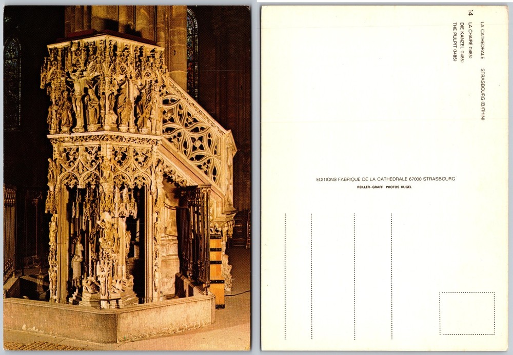 Continental Strasbourg Cathedral Pulpit Postcard