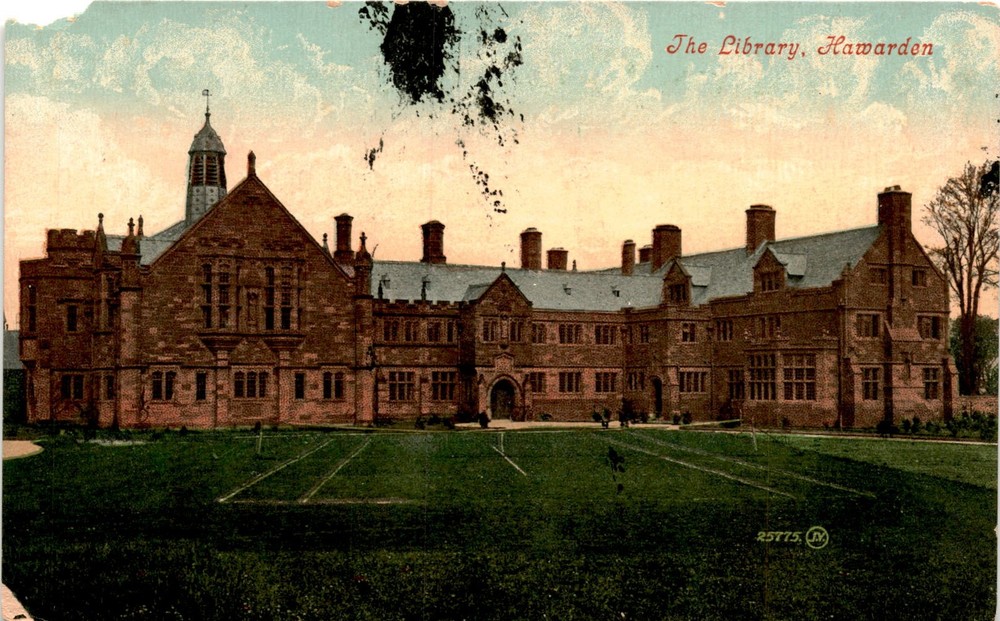Library, Hawarden, Great Britain, Valentine's Series Postcard