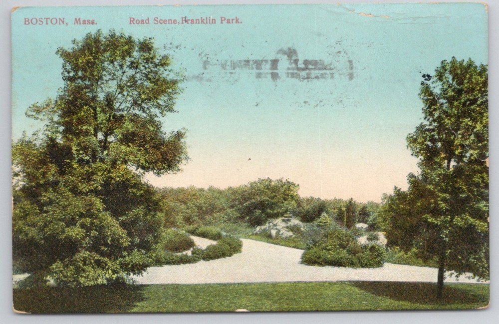 1908 Franklin Park Boston MA Road Scene Postcard Mason Bros. Germany