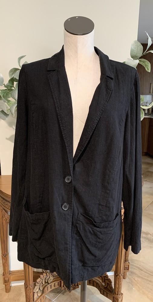 torrid women’s 1 linen blend black button front jacket