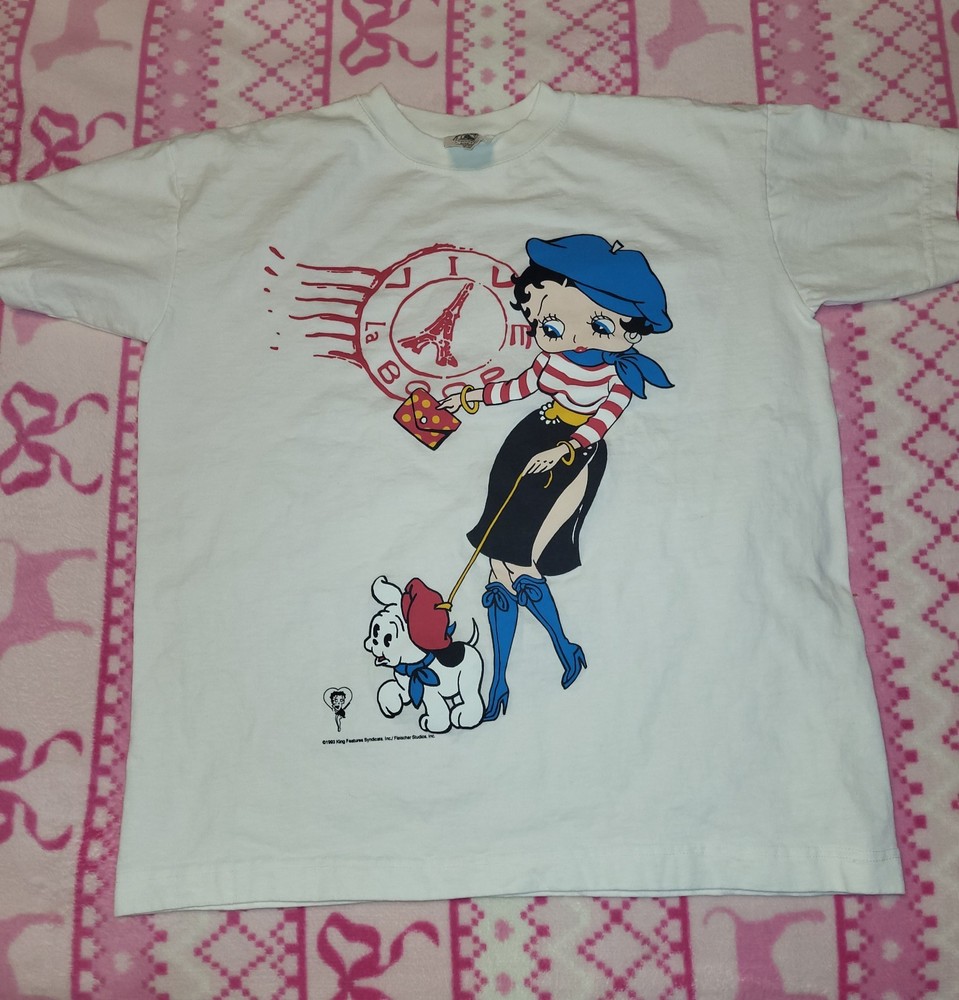 S/M Betty Boop Paris T-Shirt Vintage 90s Single Stitch