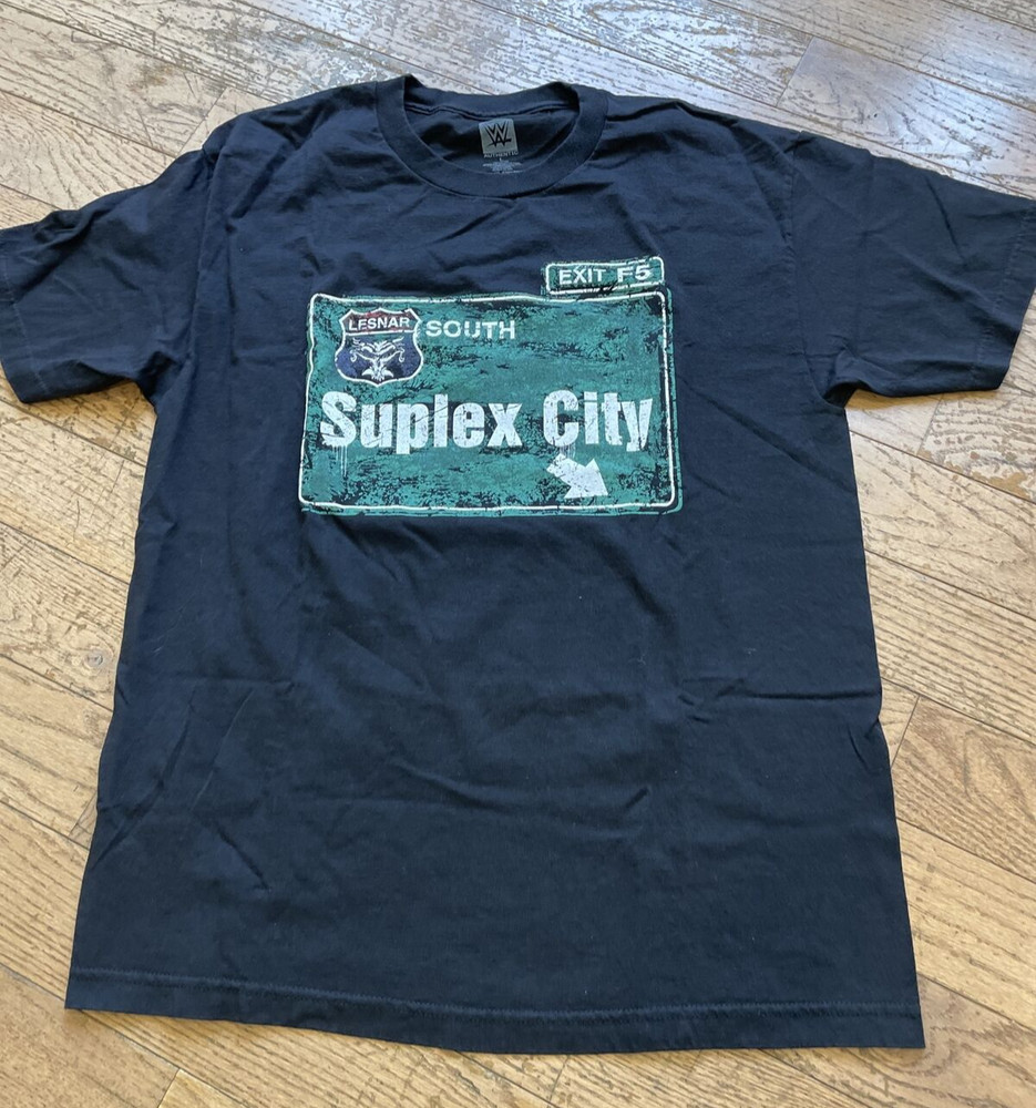 WWE  Suplex City Brock Lesner Danger Ahead Graphic Tshirt Black Size Large