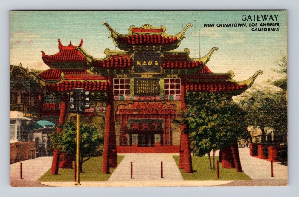 Los Angeles CA-California, Gateway New Chinatown, Antique, Vintage Postcard