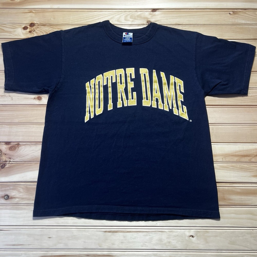 Vintage 90s Notre Dame University Champion Tee Shirt Single Stitch Size Large