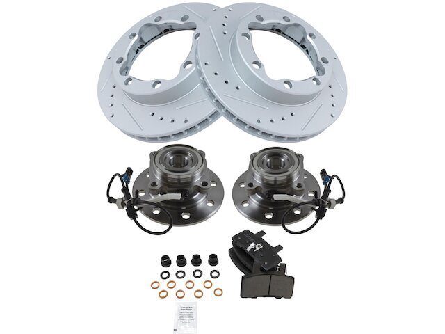 Front TRQ Brake Pad Rotor Wheel Hub Kit for 94-00 GMC K3500 65TSBJ 