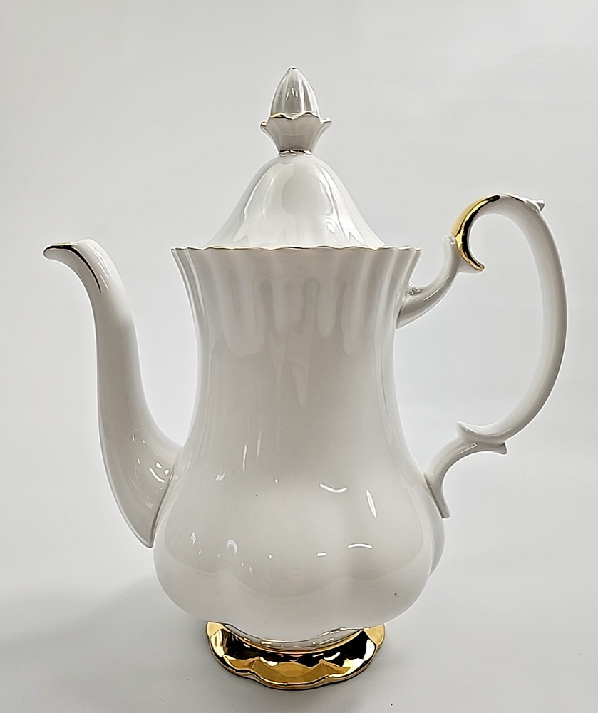 Royal Albert Val D'Or Vintage Bone China Coffee Pot w/ Gold Trim Made in England