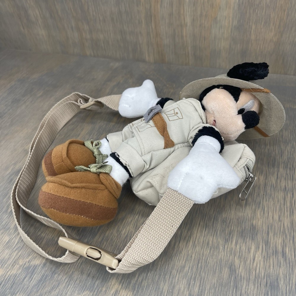 Disney World Mickey Mouse Jungle Safari Fanny Pack Adjustable Plush Bag VTG
