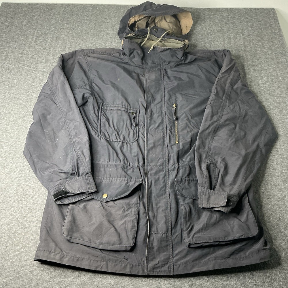 Vintage Eddie Bauer Waterproof Chore Coat Men's XL Hooded Jacket Barn Coat Parka