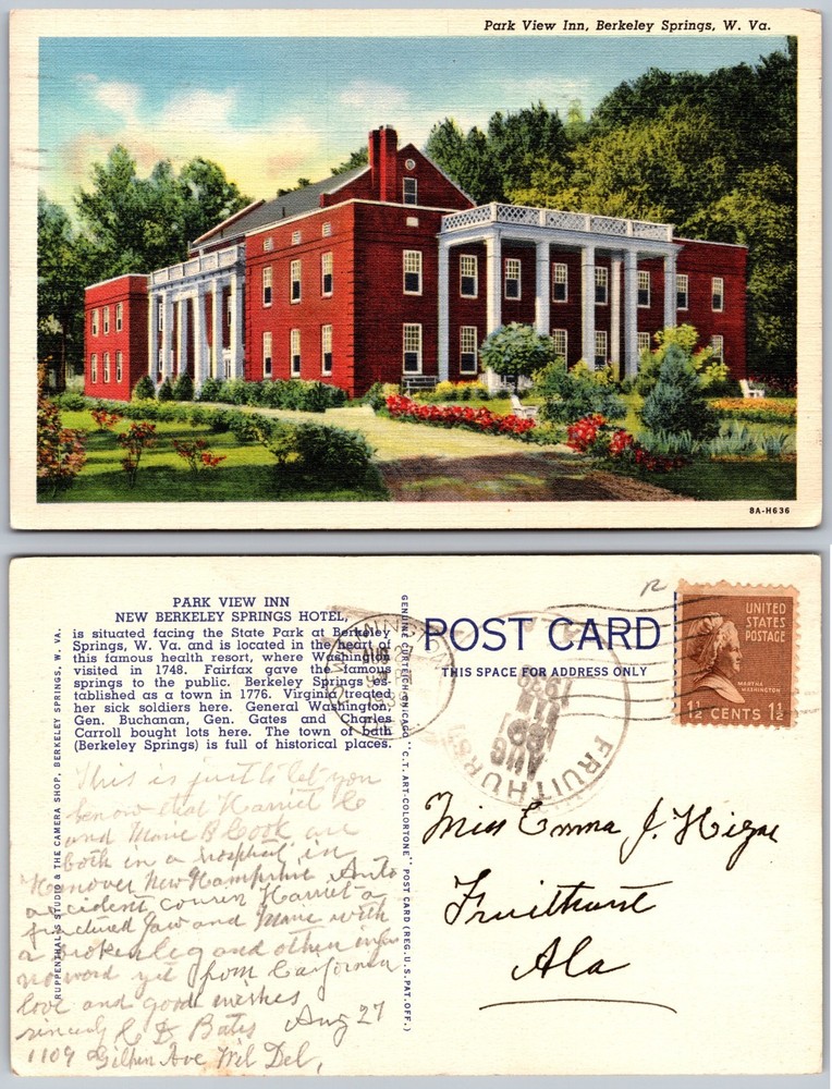 Park View Inn Berkeley Springs WV Postcard