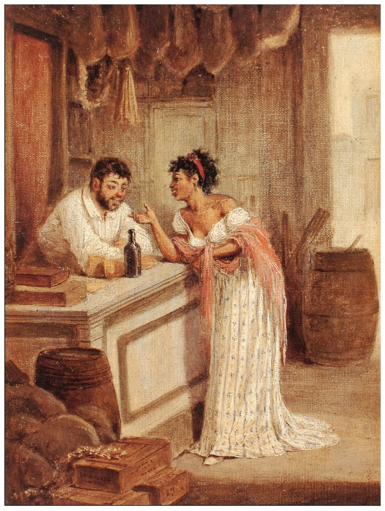 Decor Poster. Fine Graphic Art. Conversation in the cellar. Wall Design 1327