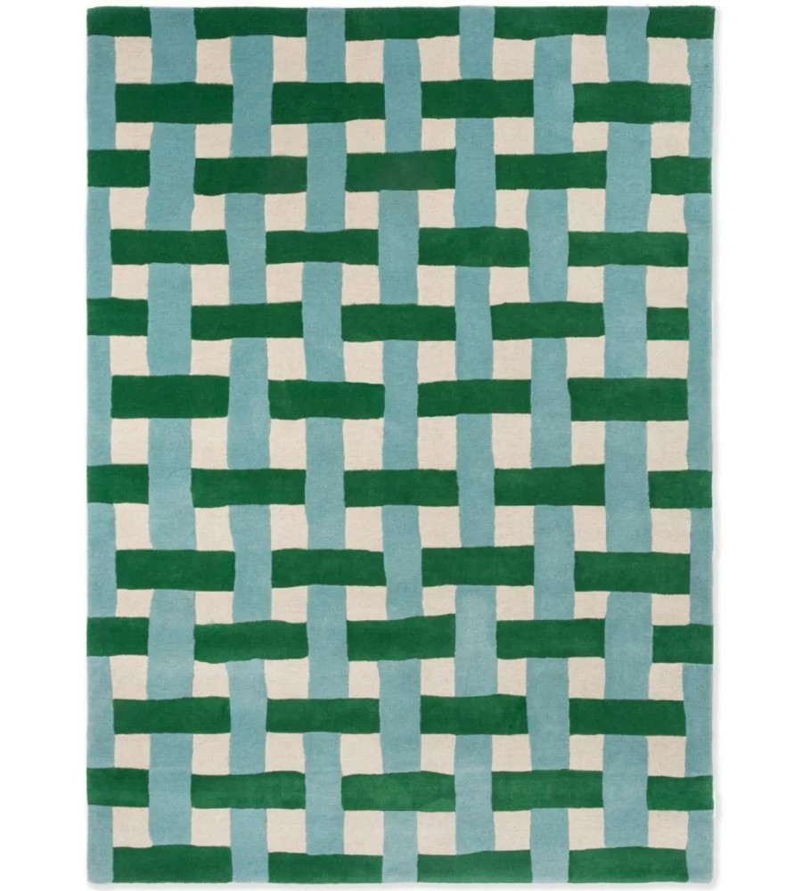 Green Contemporary Wool Hand Tufted Rug - Modern Area Tufted Rug