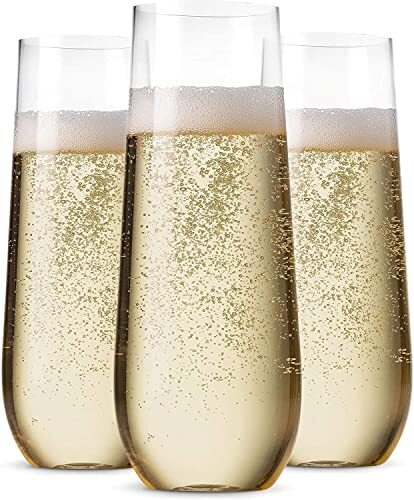 36 Pack Stemless Plastic Champagne Flutes Disposable 9 Oz Clear Plastic Toast...
