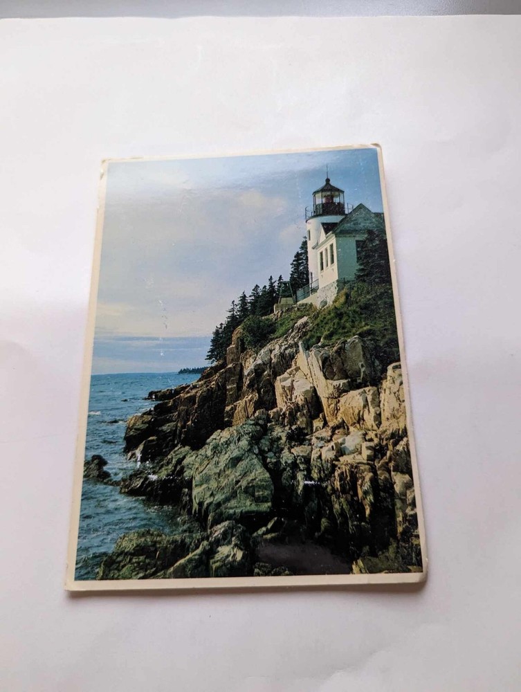 Continental Postcard Acadia National Park Bass Harbor Lighthouse Bay Shore View-image