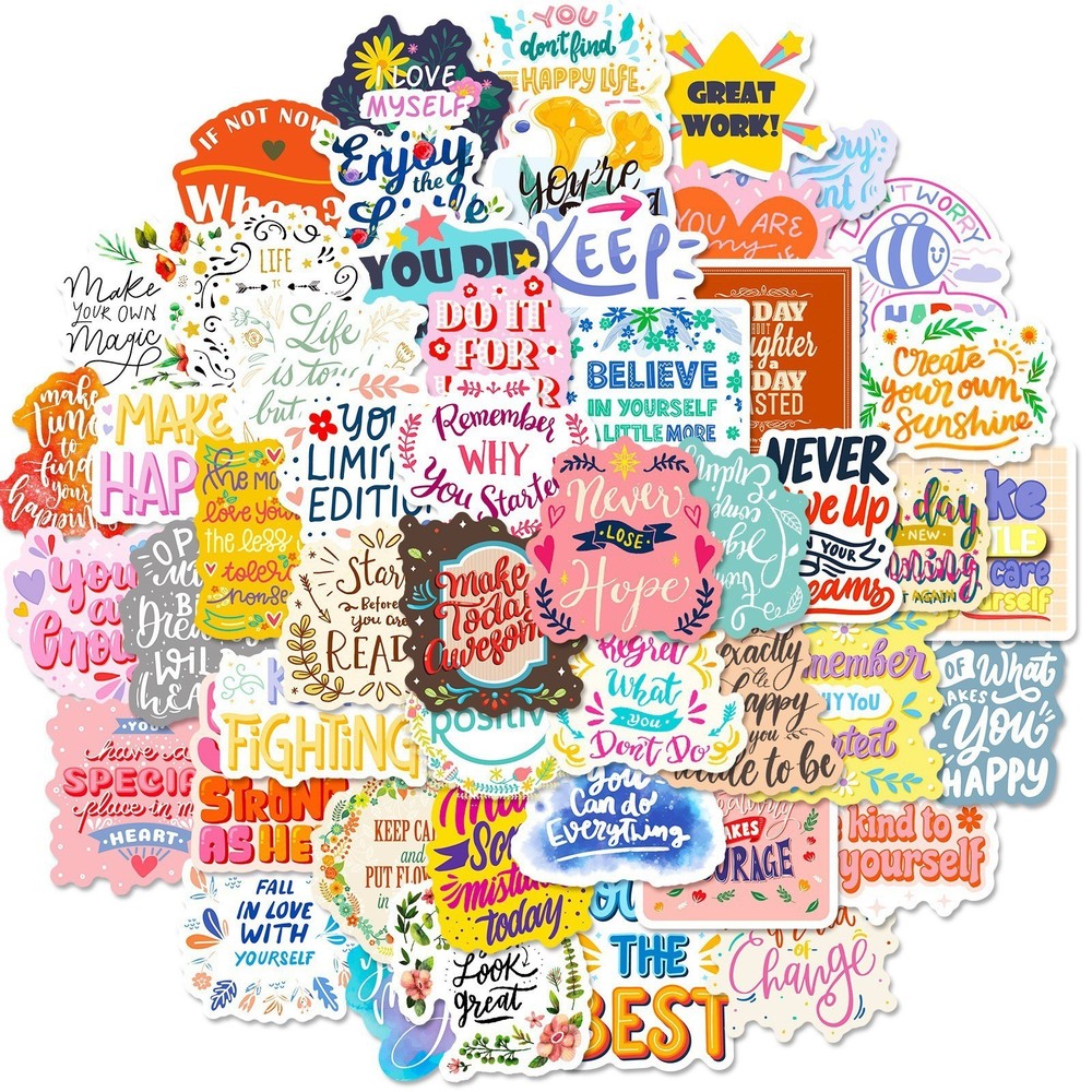 50PCS Motivational Stickers Colourful Positive Affirmation Inspirational Quotes