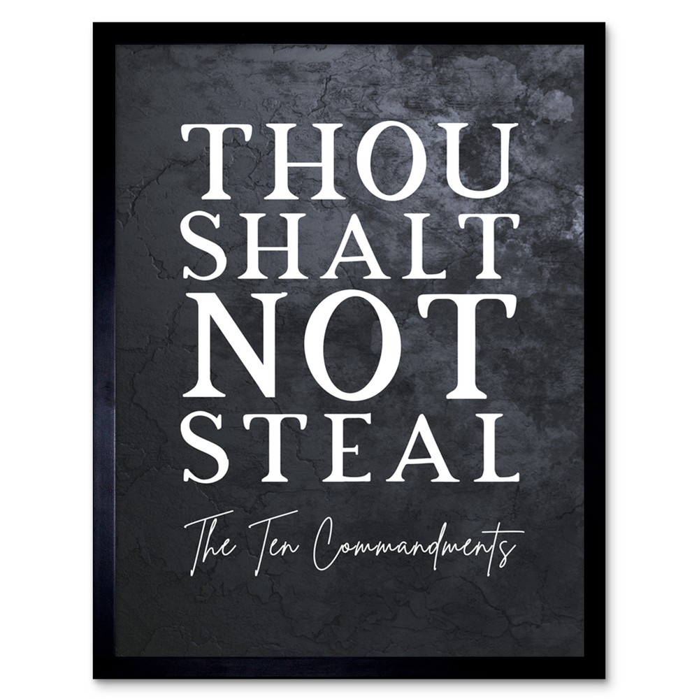 Ten Commandments Framed Print Thou Shalt Not Steal Bible Verse Art 12x16