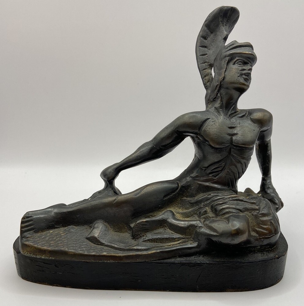 Vintage Dying Achilles Trojan War Hero Solid Brass Metal Art Statue Sculpture-image