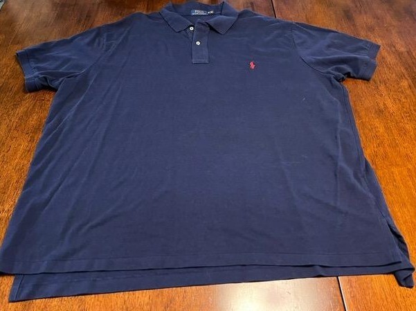 Polo Ralph Lauren Shirt Mens 2XB Blue Casual Short Sleeve Rugby Red Pony