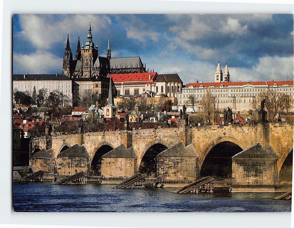 Postcard Charles Bridge with Prague Castle Prague Czech Republic